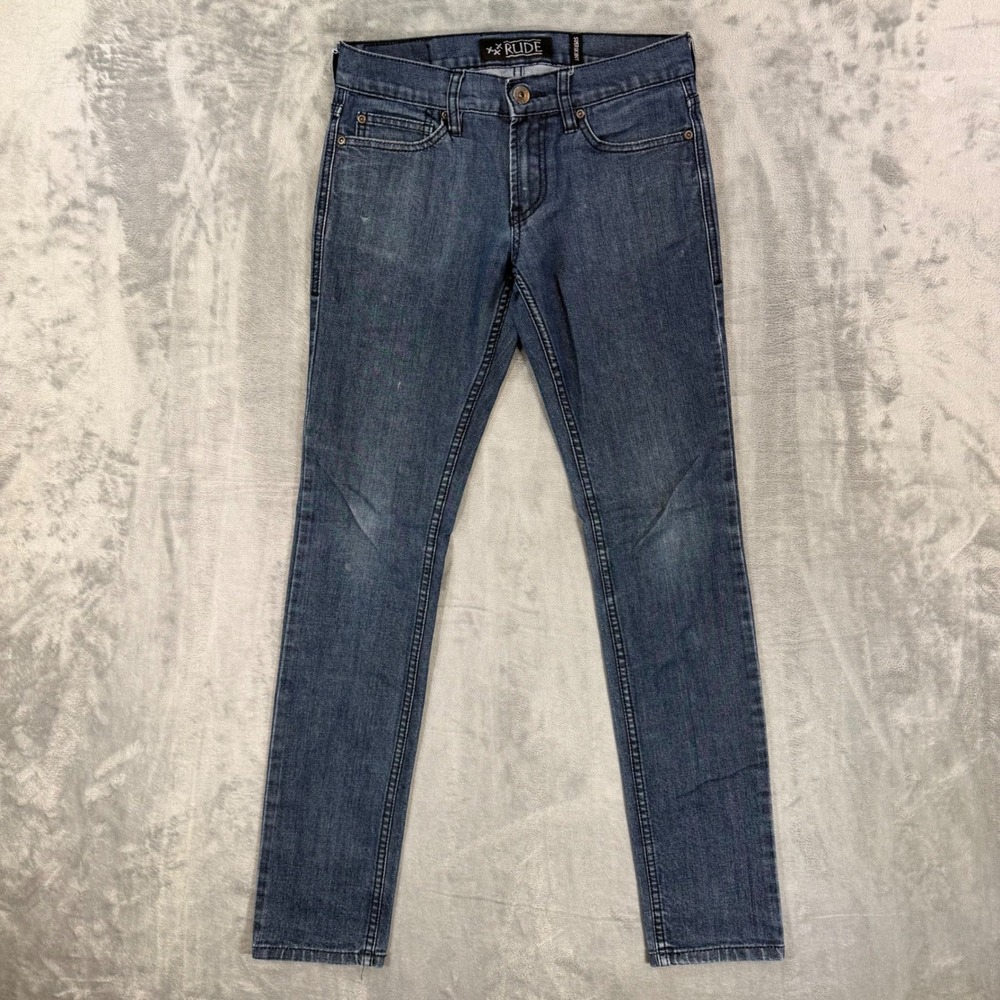 XXX Rude Super Skinny Jeans Men's Size 28x32 Blue Dark Wash Stretch Denim